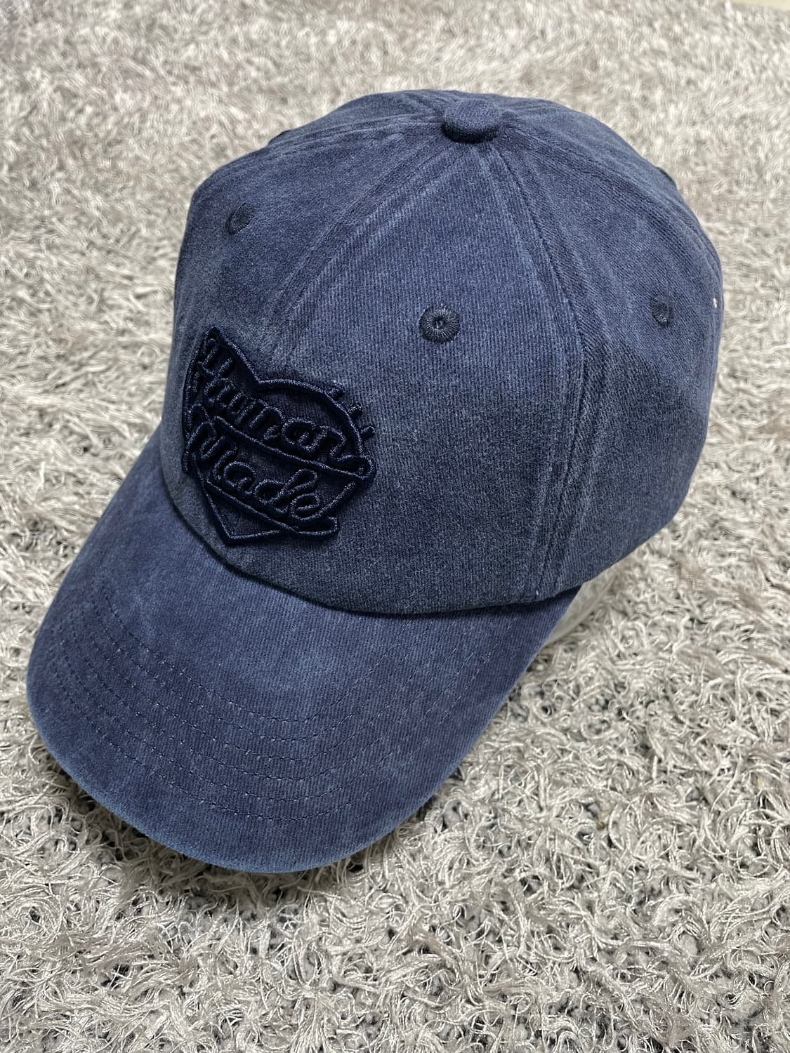 휴먼메이드 로고자수 빈티지워싱 네이비 캡 Free 상품이미지1