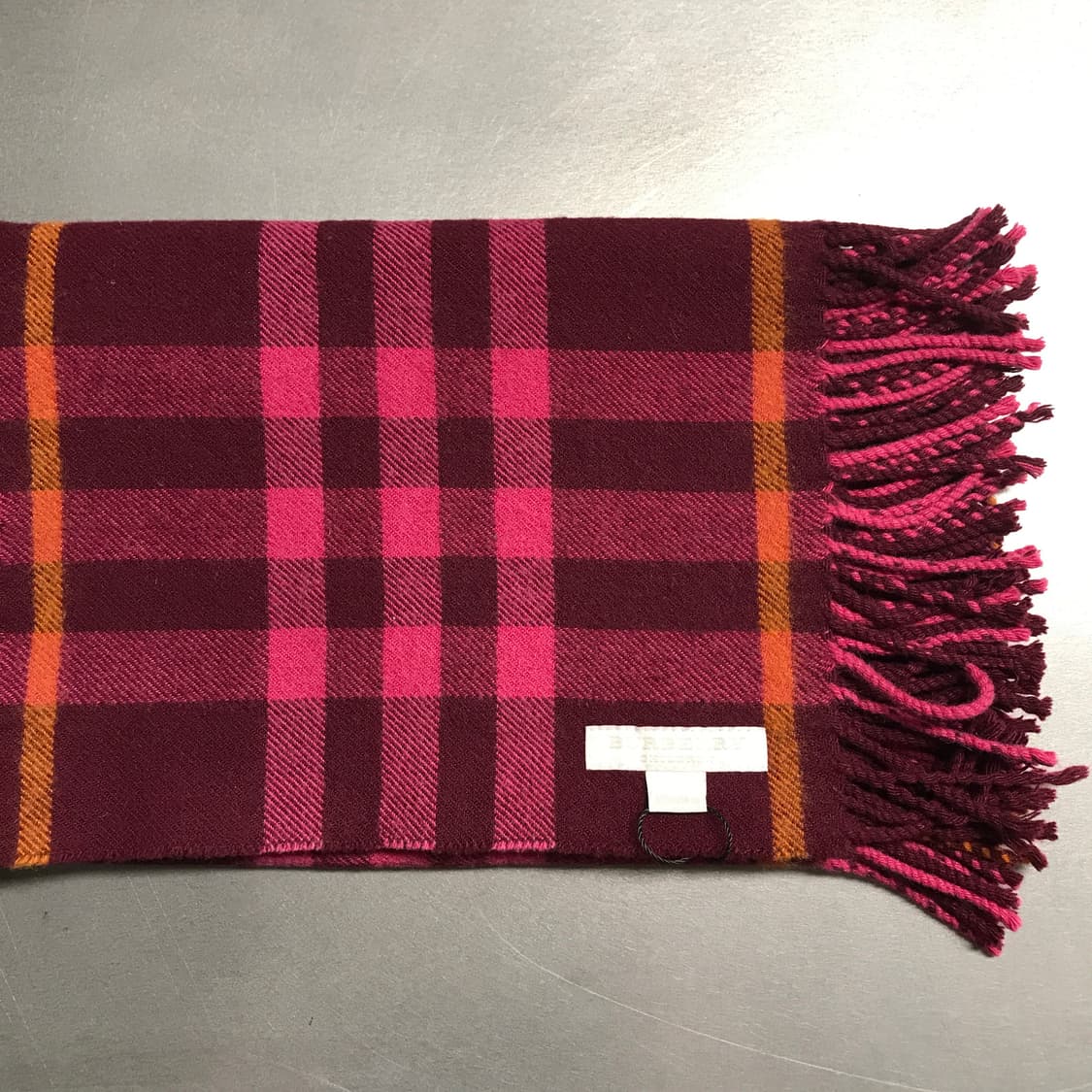 버버리 정품 캐시미어 머플러 버건디 상품이미지2