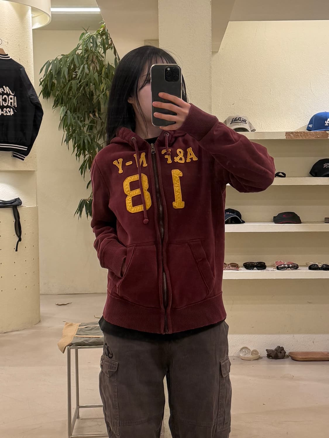 아베크롬비 버건디 빅로고 후드집업 U376 상품이미지1