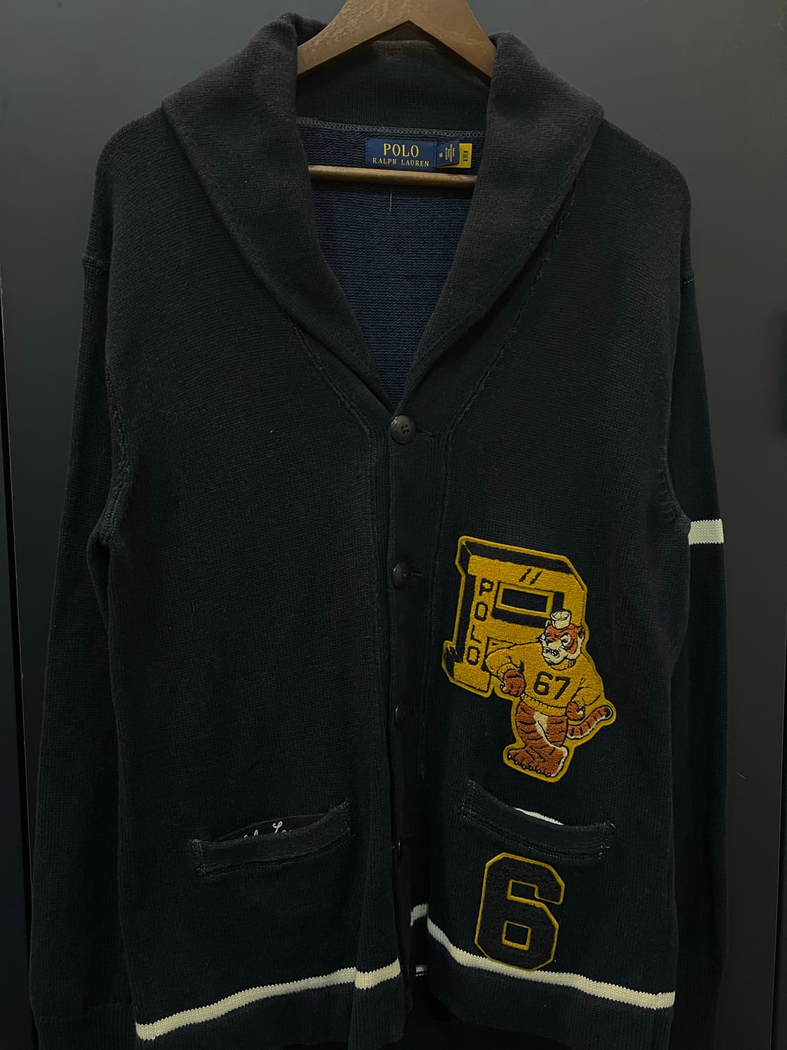 폴로 랄프로렌 타이거 패치 숄카라 니트 가디건 상품이미지1