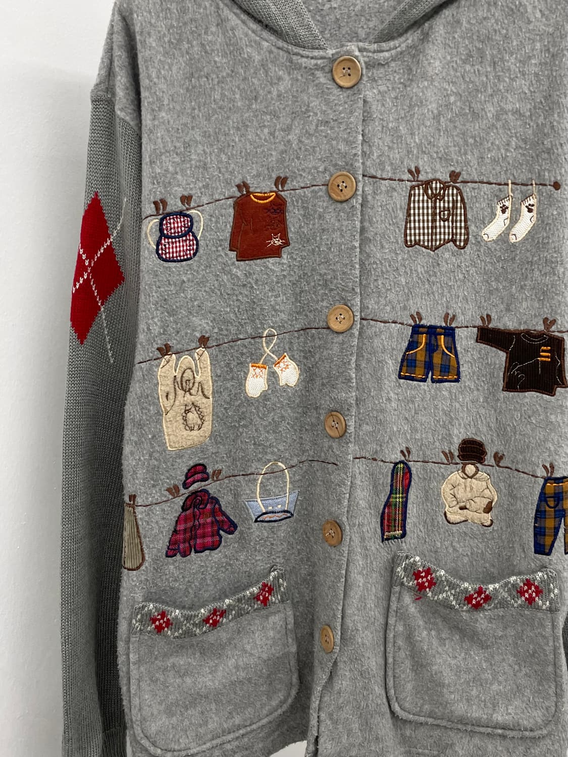 코지베어 디테일 후드 버튼 자켓  상품이미지7