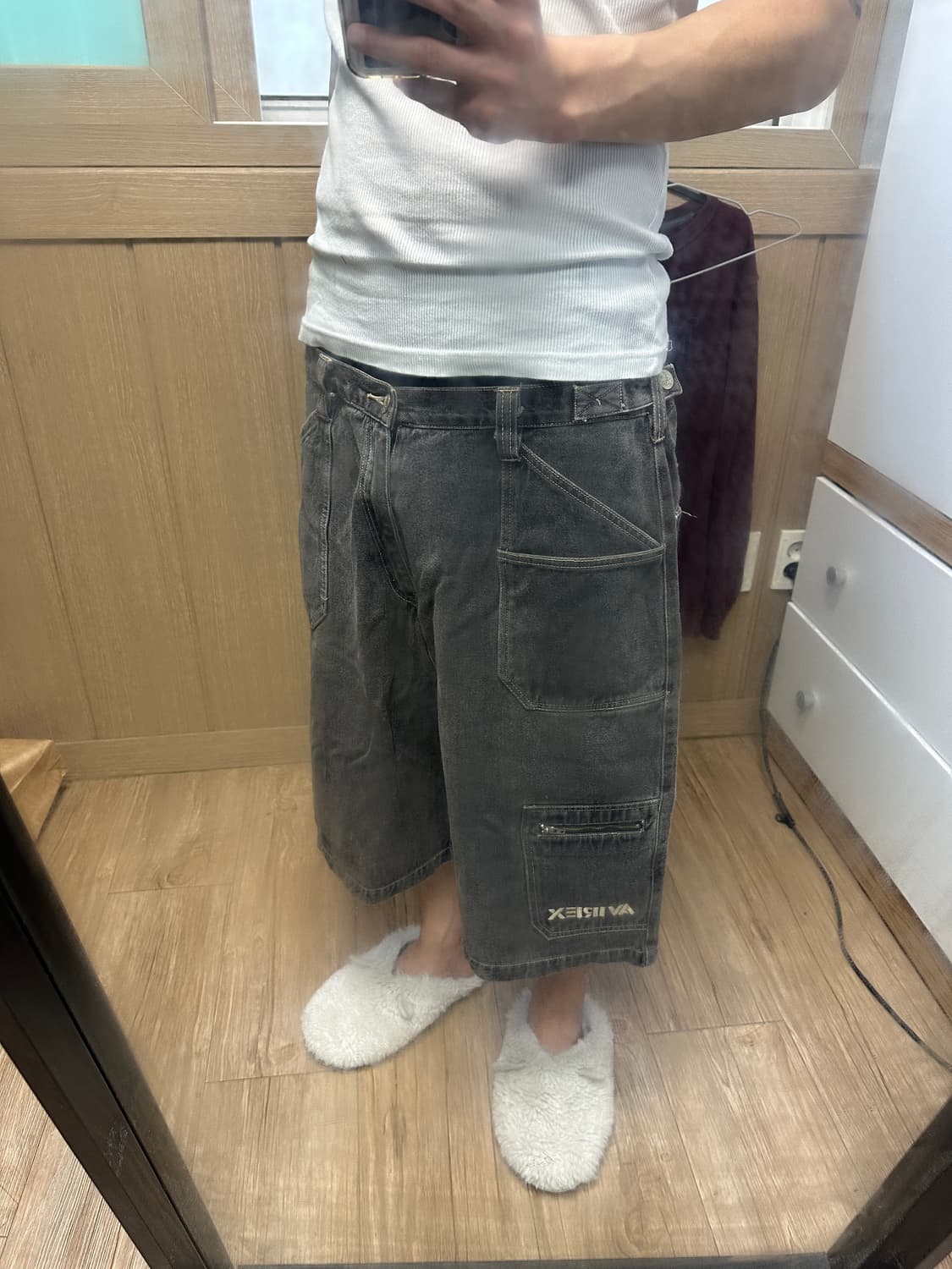 [38] 00s 아비렉스 빈티지 버뮤다 흑청 데님 반바지 상품이미지1