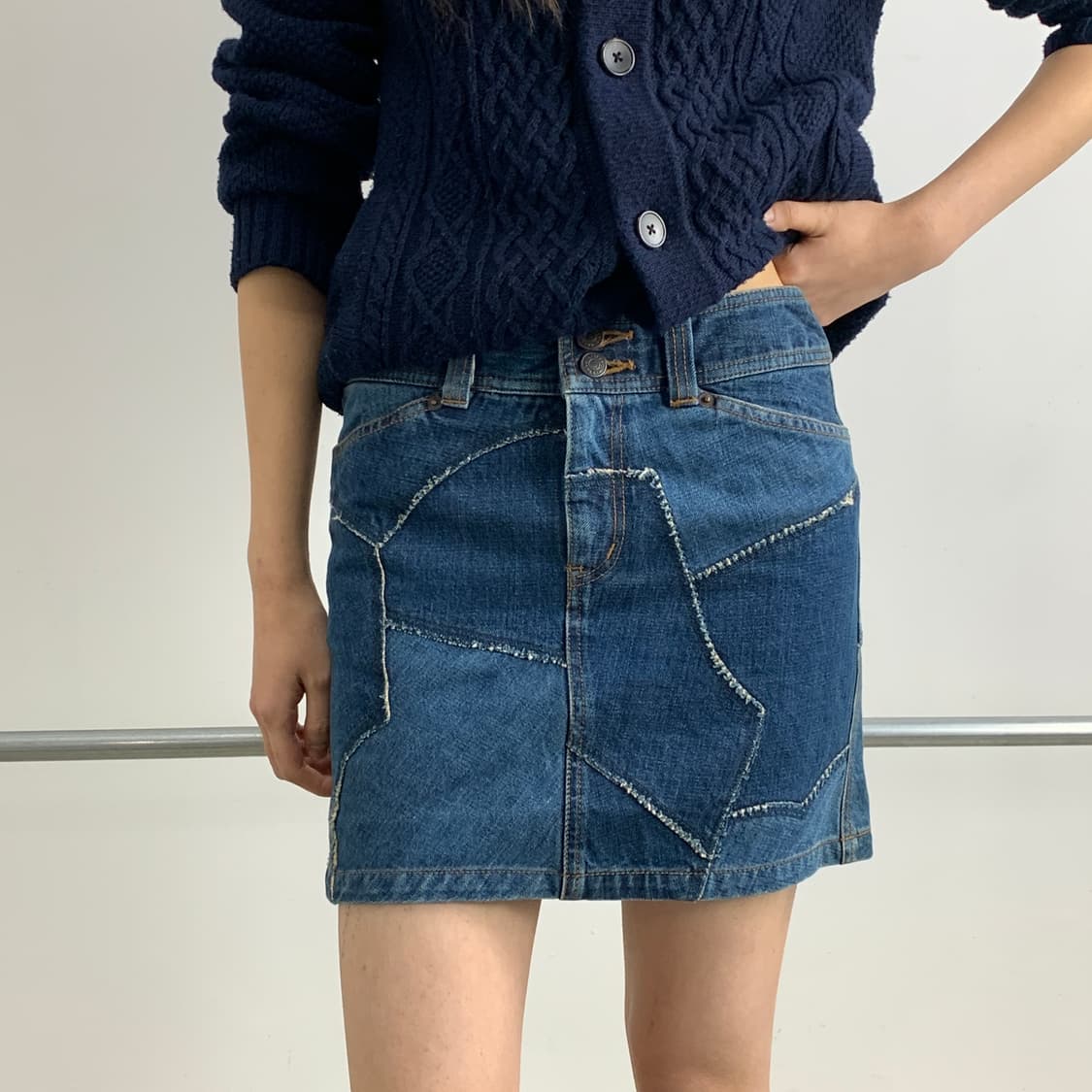 히스테릭 글래머 패치워크 데님 스커트 상품이미지3