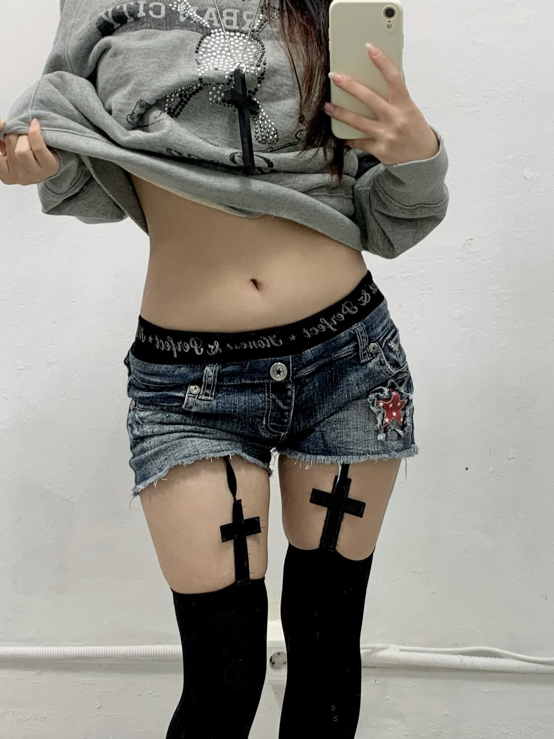 펑크 유니언잭 영국기 y2k 데님 숏츠 상품이미지2