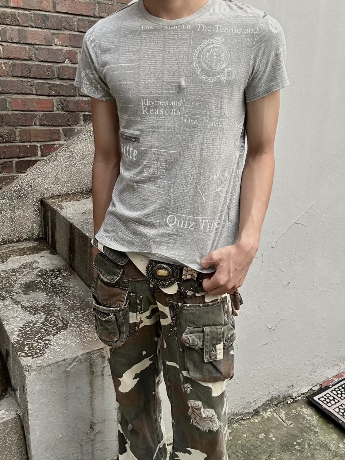 *rare* 빈티지 존갈리아노 레터링 프린팅 그레이 티셔츠 상품이미지1