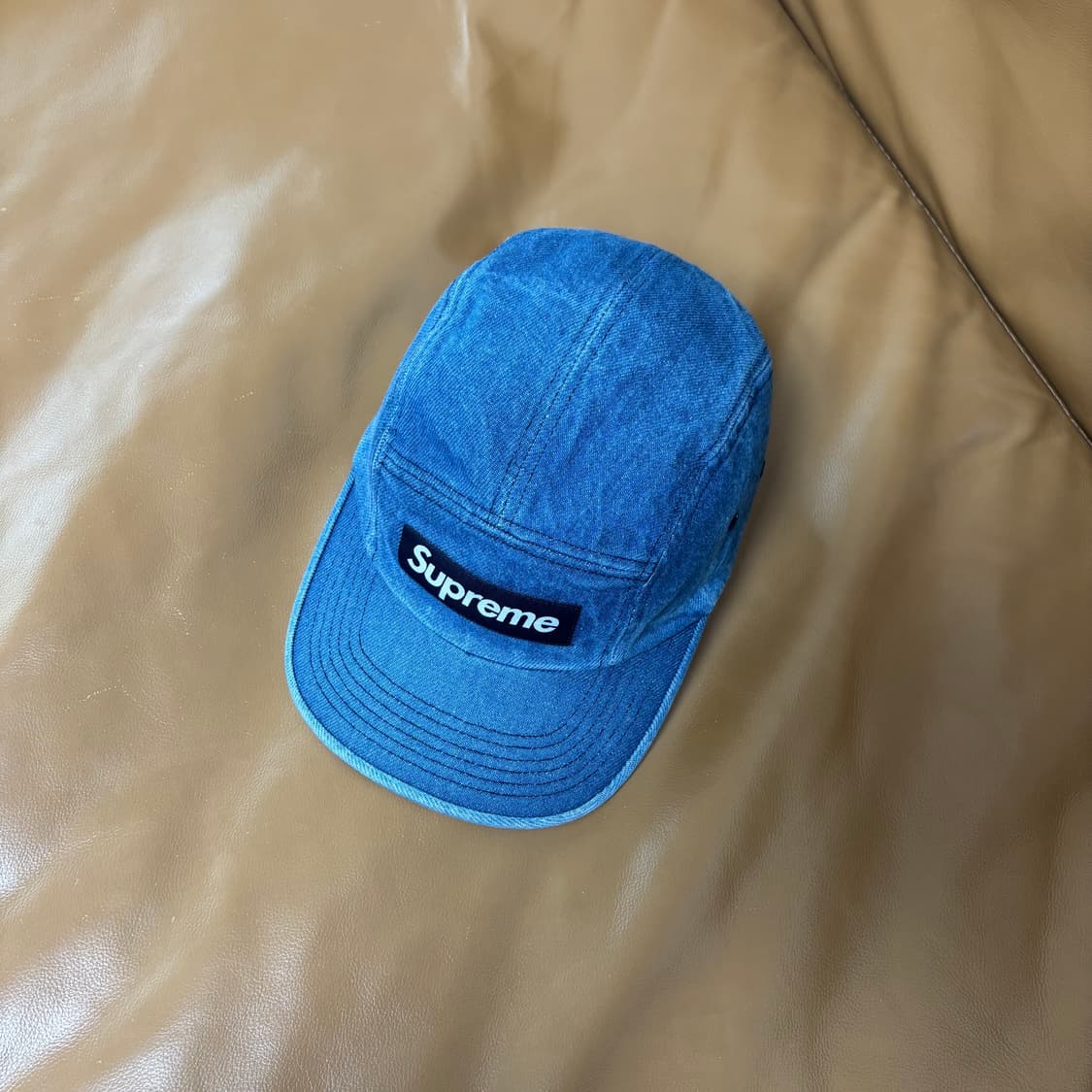 슈프림 캠프캡 모자 박스로고 워시드 데님 상품이미지5