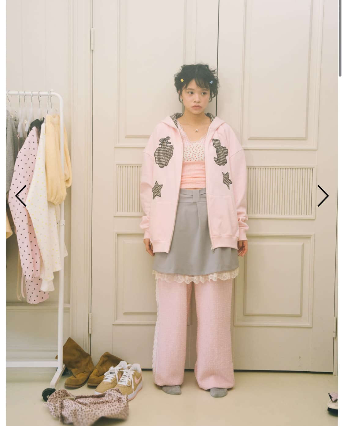 아이브 레이 착용) 샤키리 포지 레이스 탑 핑크 posy 나시 상품이미지6