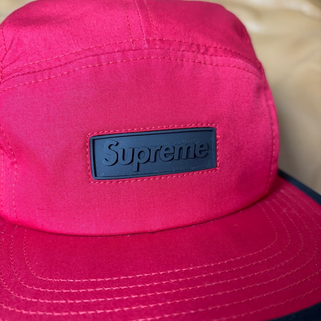 슈프림 캠프캡 모자 박스로고 러버 로고 레드 상품이미지3