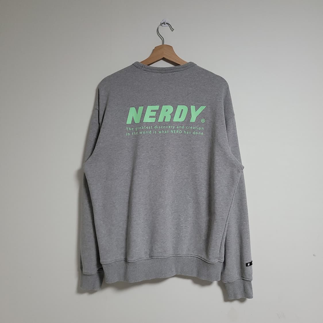 (M) NERDY 널디 회색 맨투맨 티셔츠 상품이미지7