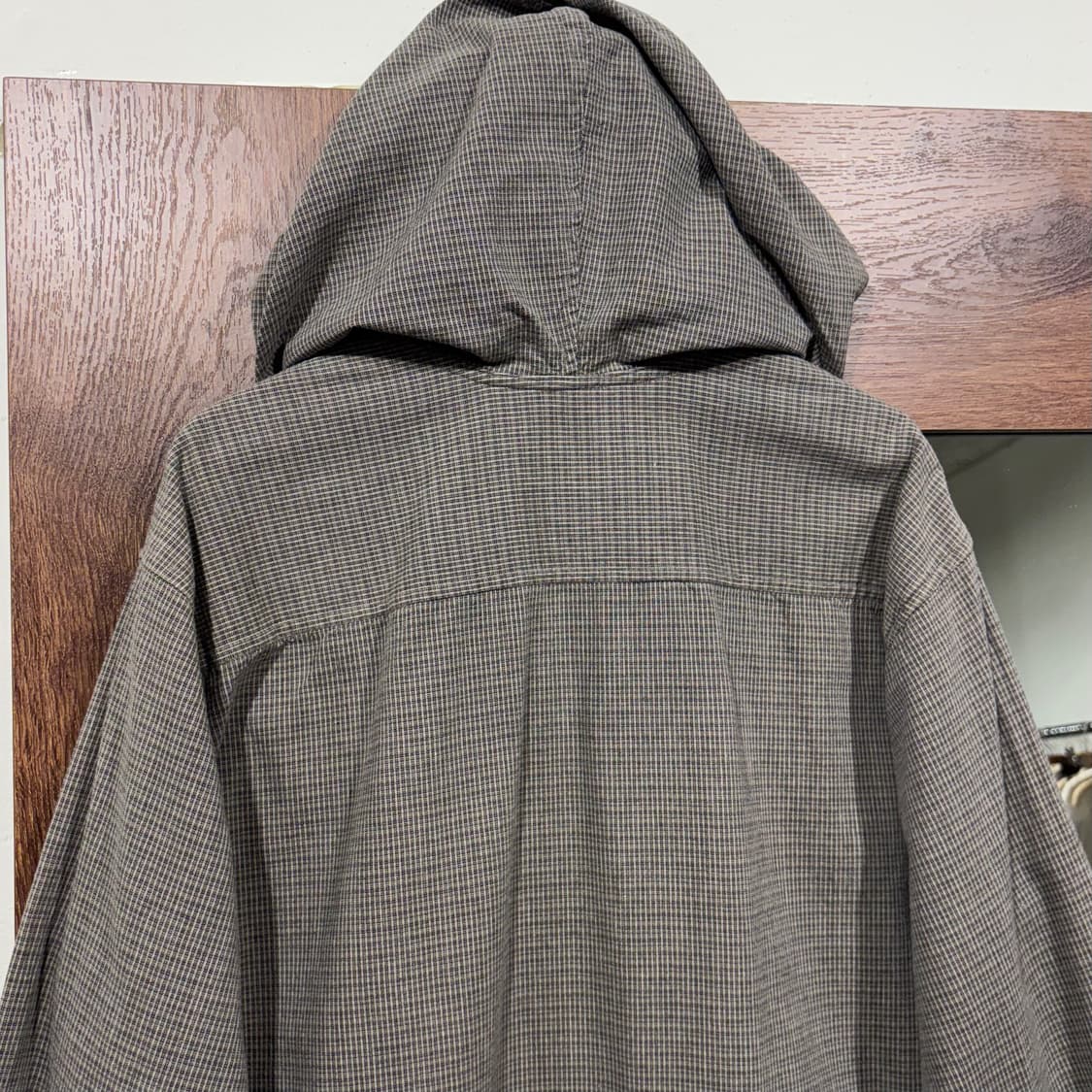 Converse 컨버스 그레이 잔체크 코튼 후드 집업 셔츠 아메카지 상품이미지6