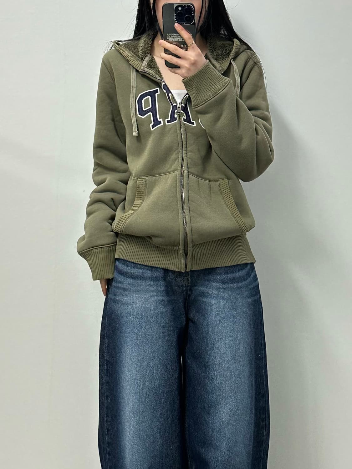 Gap 갭 카키 양털 후드집업 상품이미지1