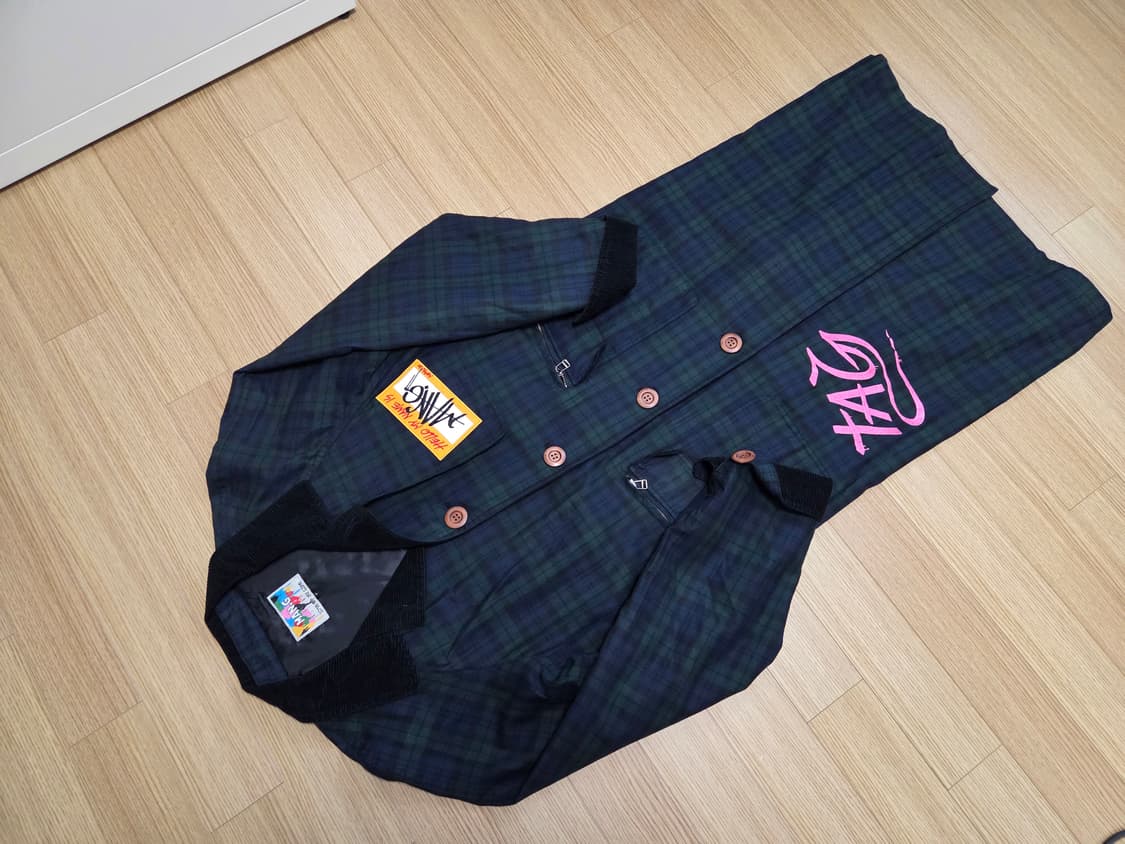 그라피스트 만지 그래피티 체크 롱 코트 상품이미지2