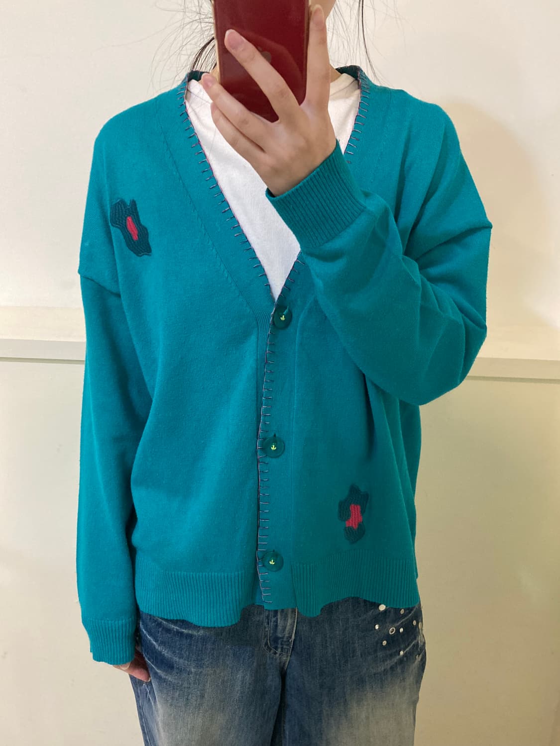 에메랄드 자수 패치 가디건 상품이미지9