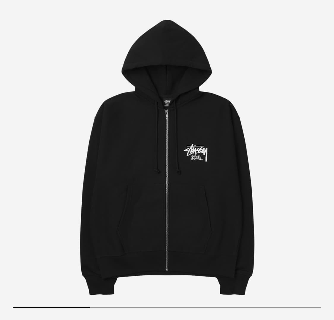 스투시 스탁 서울 2023 후드 집업 블랙 상품이미지1