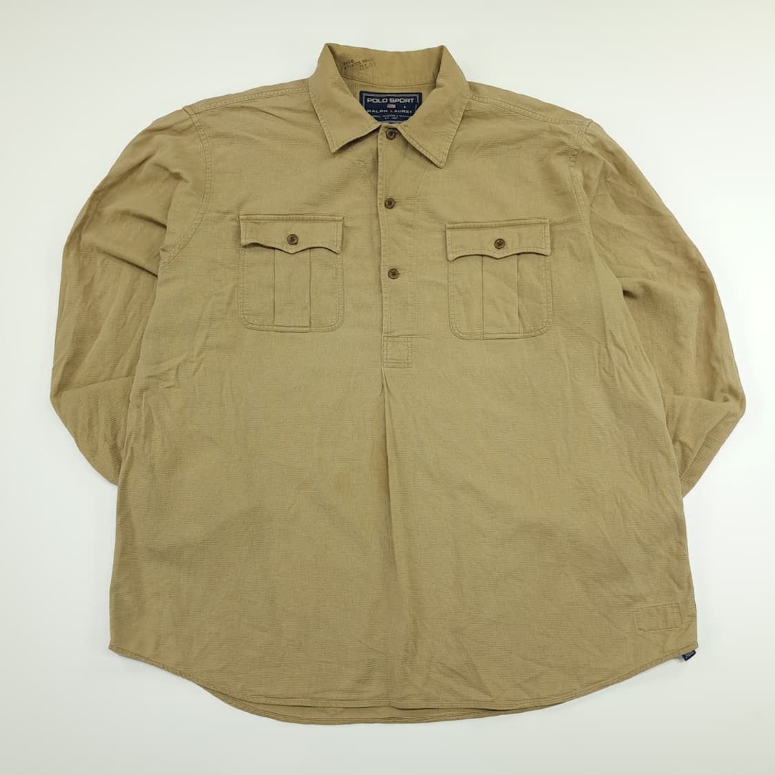CN861 L 폴로 랄프로렌 사파리 베이지 유틸리티 하프오픈 셔츠 남방 상품이미지1