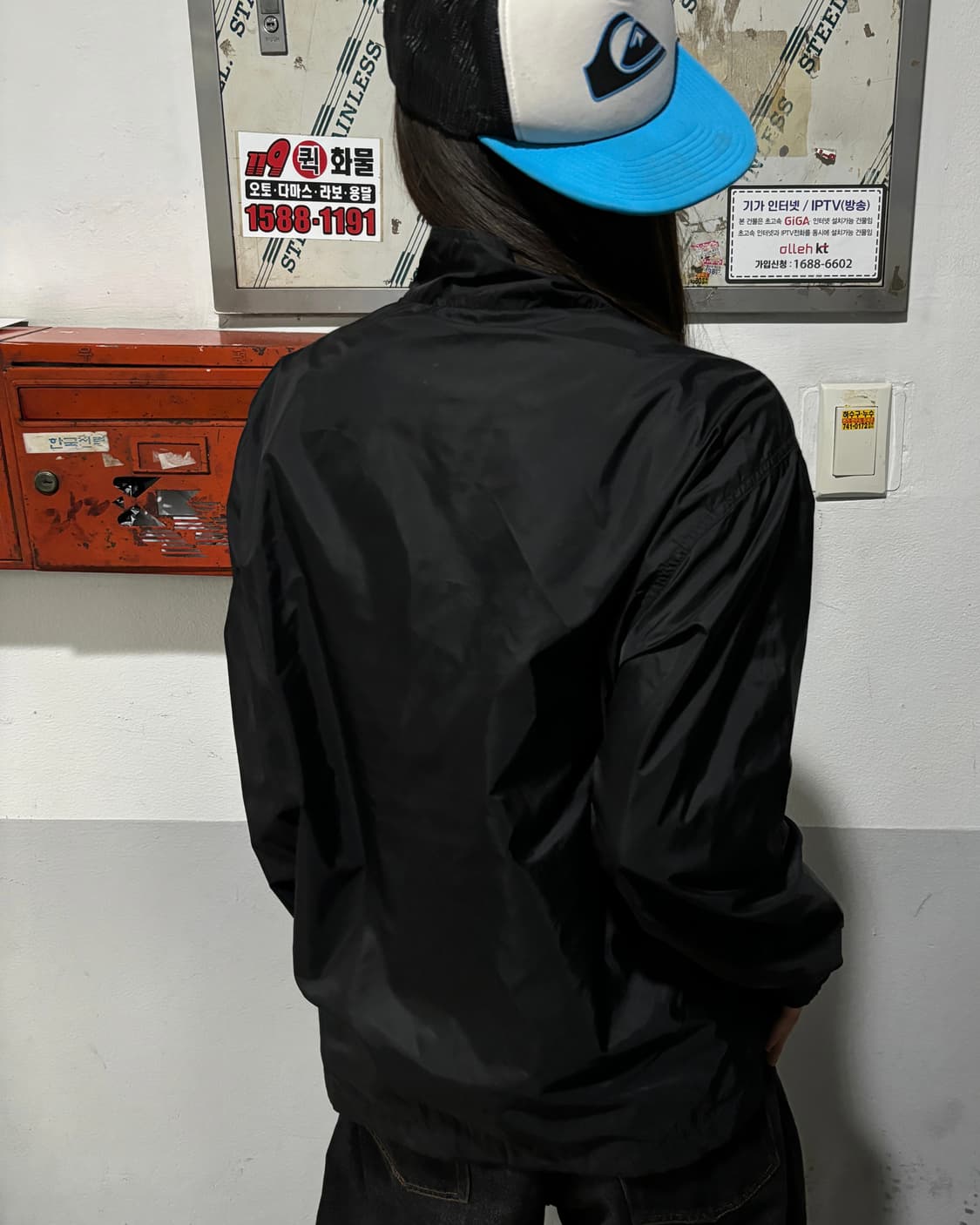 90s NIKE 올드스쿨 다크네이비 윈드브레이커 상품이미지3