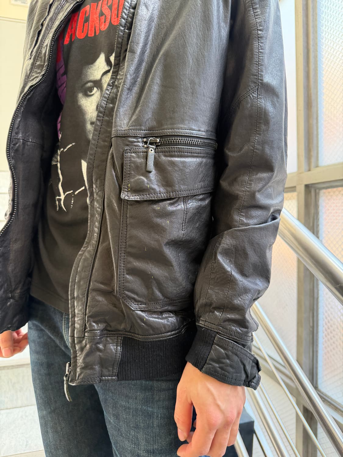 Perry Ellis lambskin biker jacket 상품이미지3