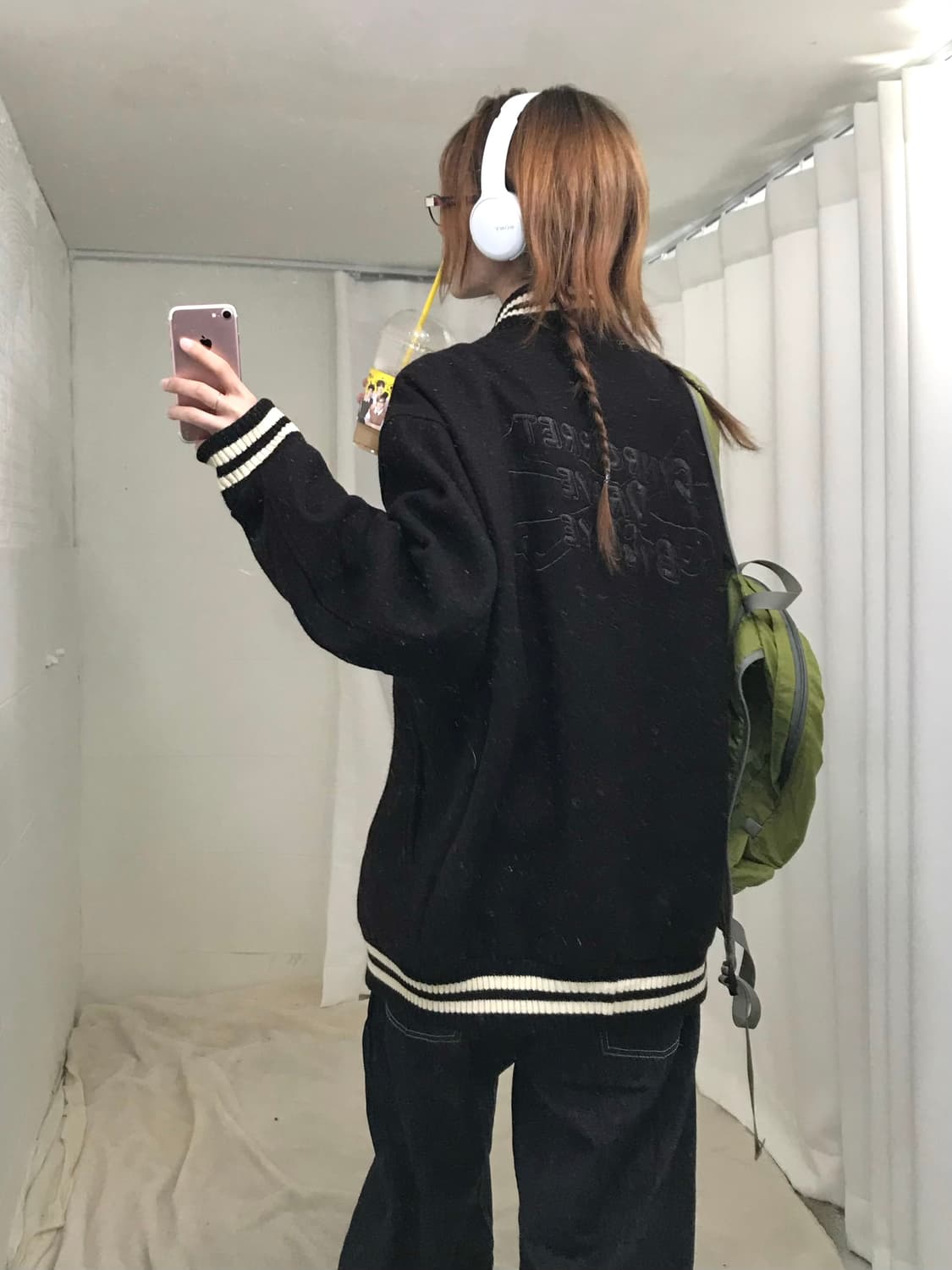 빈티지 딥 브라운 대학생 바시티 데일리 캐주얼 코디 세트 상품이미지3