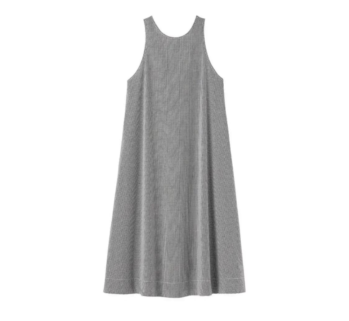 (새상품) 무인양품 MUJI 브로드 슬리브리스 원피스,다크네이비체크,XL 상품이미지2