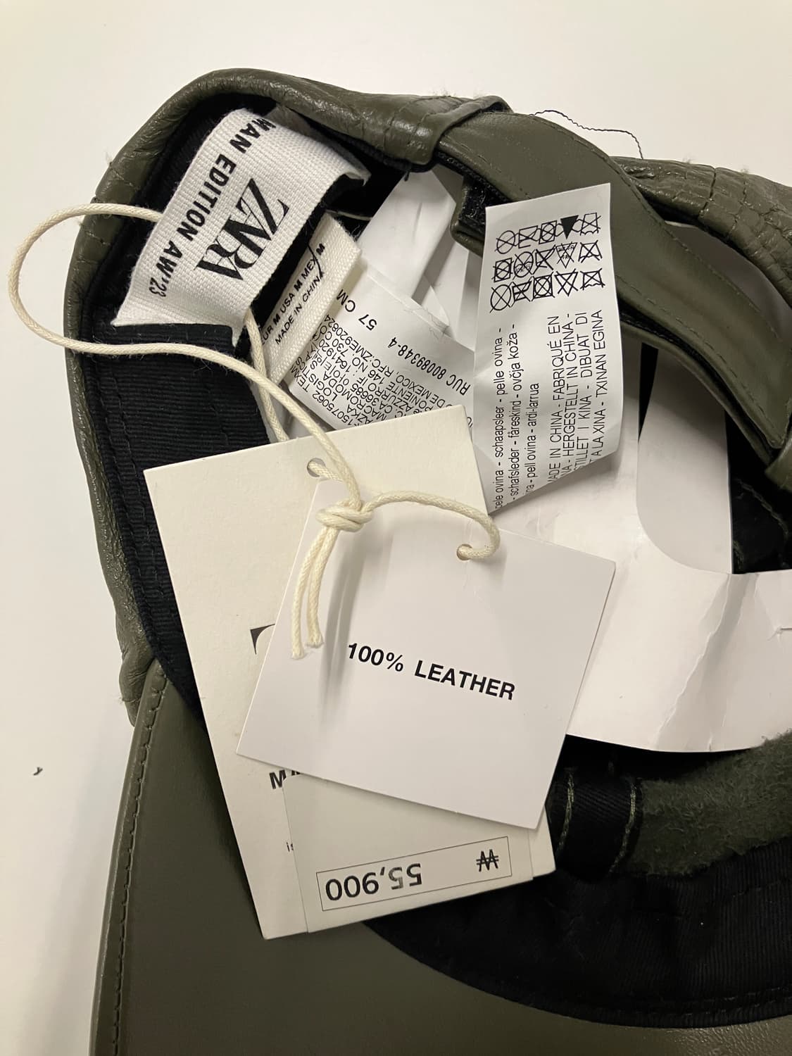 카키 레더 볼캡 상품이미지4