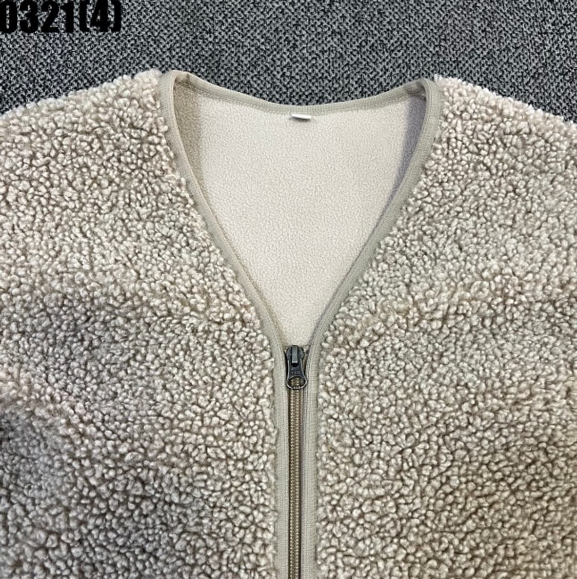 S 유니클로 아이보리 뽀글이 플리스 집업 0321(4) 상품이미지2