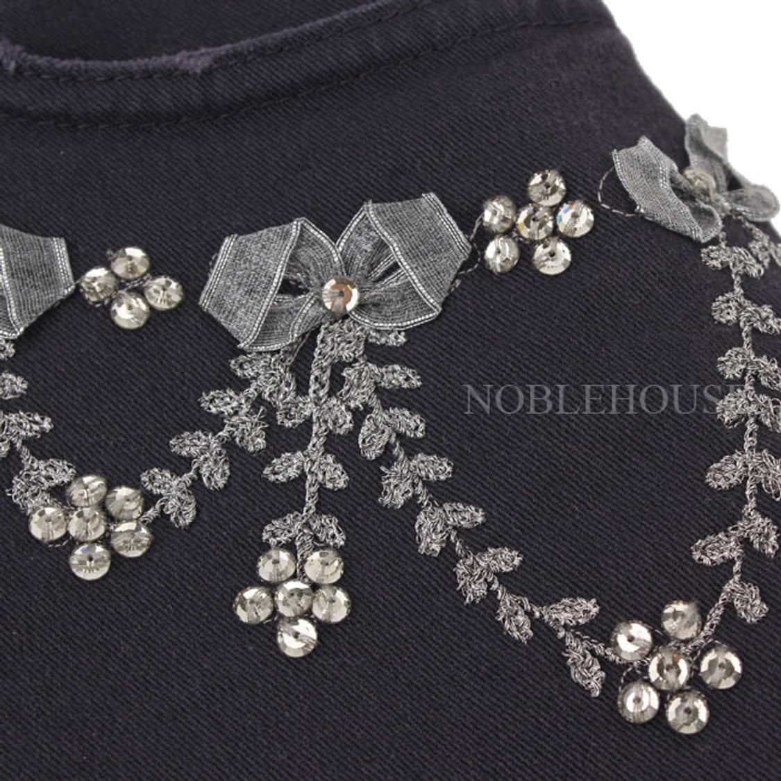 블루마린 딥퍼플 데미지 시퀸자수 데님스커트 (이탈40) 상품이미지3