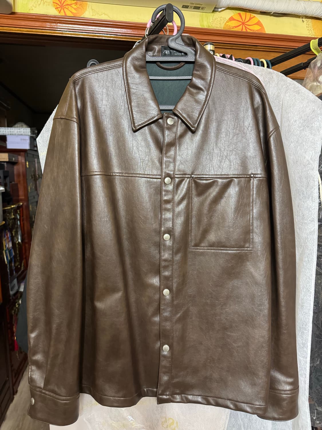 자라 브라운 레더 자켓 XL 상품이미지1