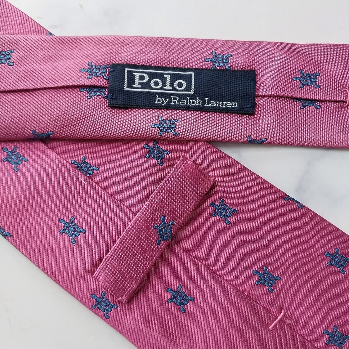 폴로 랄프로렌 핑크 거북이 자수 넥타이 9.3cm A+등급 K2513 상품이미지8