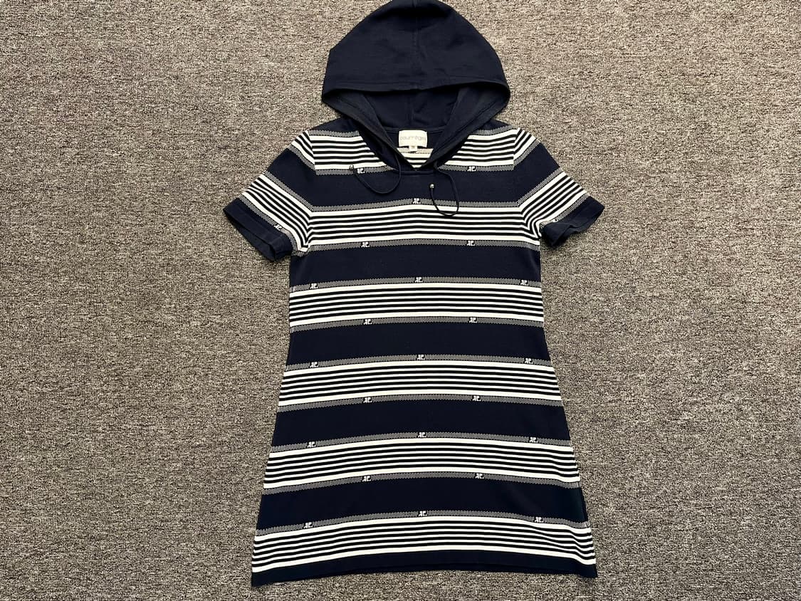 [44~55] courreges 꾸레쥬 후드 반팔 원피스 38  상품이미지1