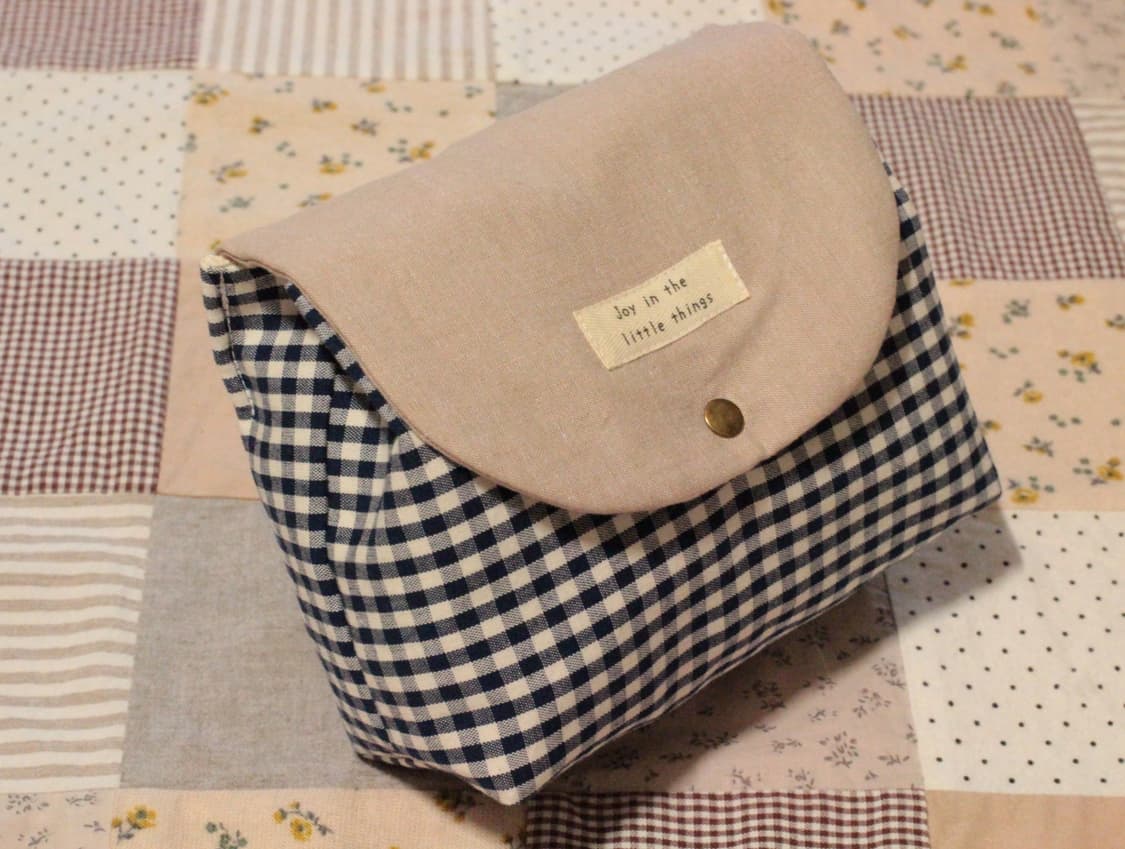 핸드메이드 네이비체크 박스 파우치 상품이미지9