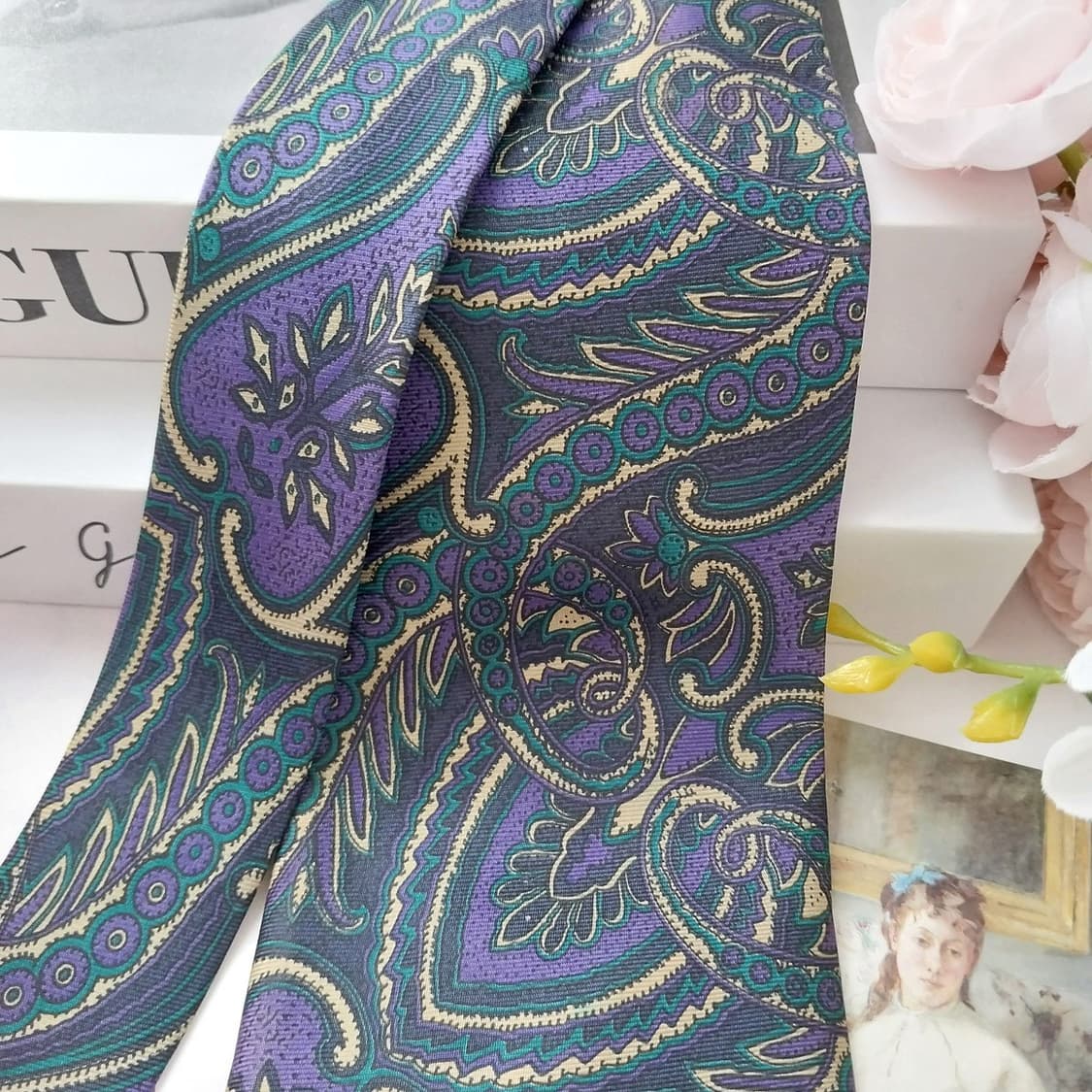 아쿠아스큐텀 실크 퍼플 페이즐리 넥타이 8.3cm A+등급 K1145
 상품이미지3