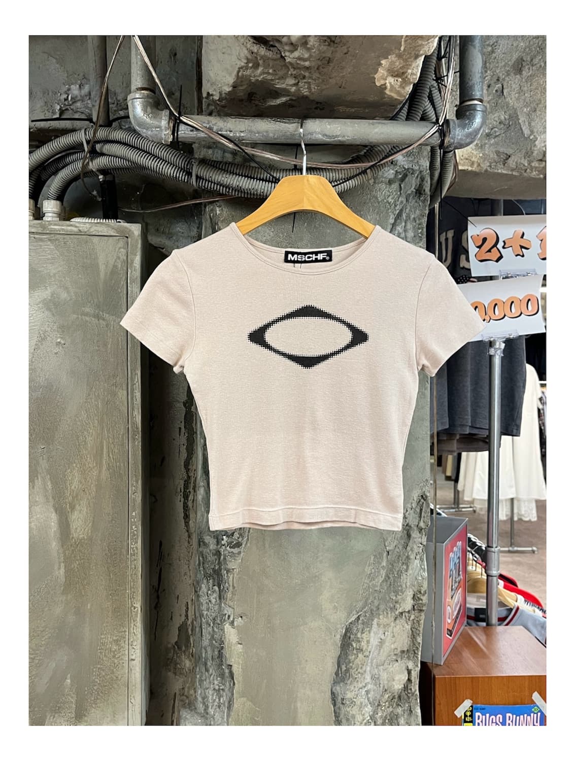 미스치프 크롭 반팔티 베이지 S #csz4004 상품이미지1