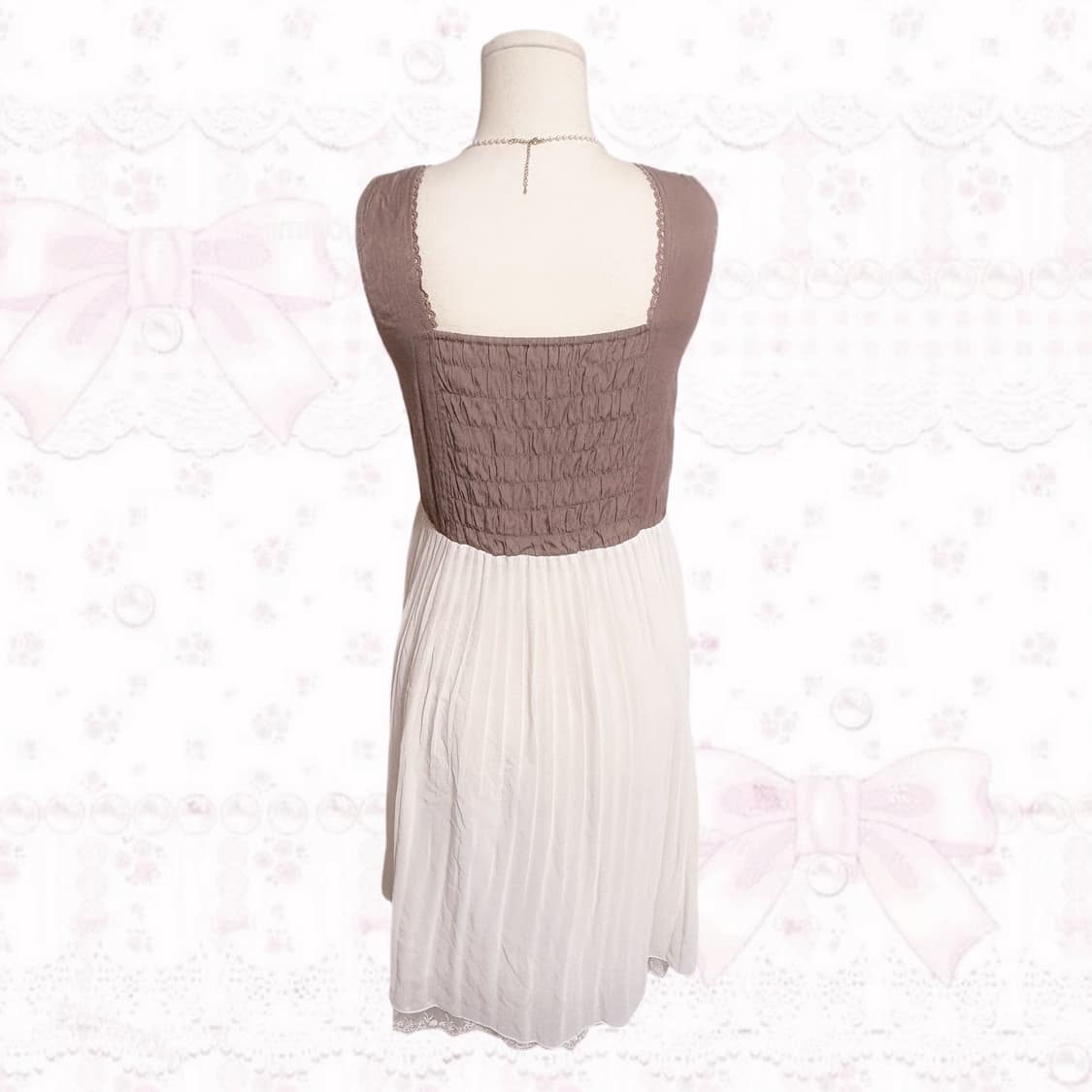 엑시즈팜 라떼갸루 페어리 레이스 포인트 핀터깔 리본 화이트 샤 원피스 상품이미지3