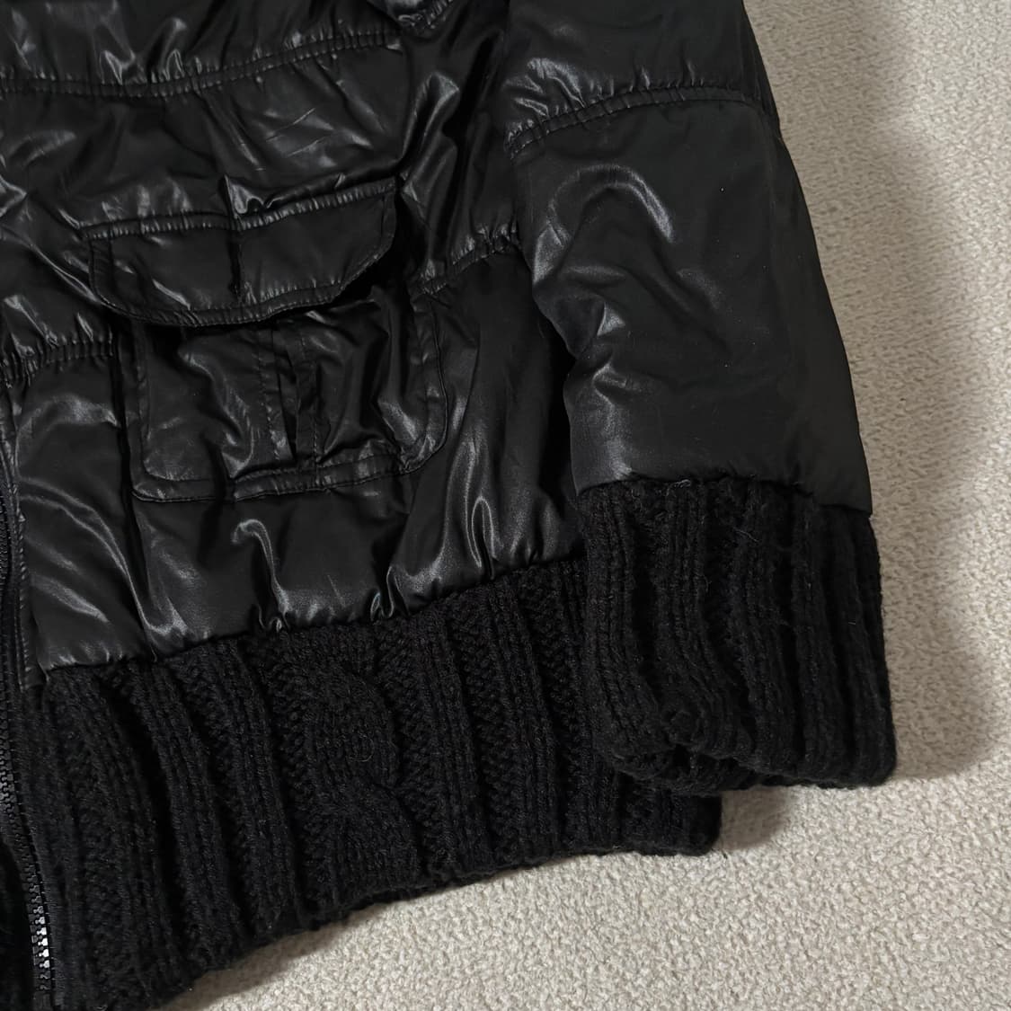 일본빈티지 y2k vanity 블랙 니트포인트 경량패딩 상품이미지3