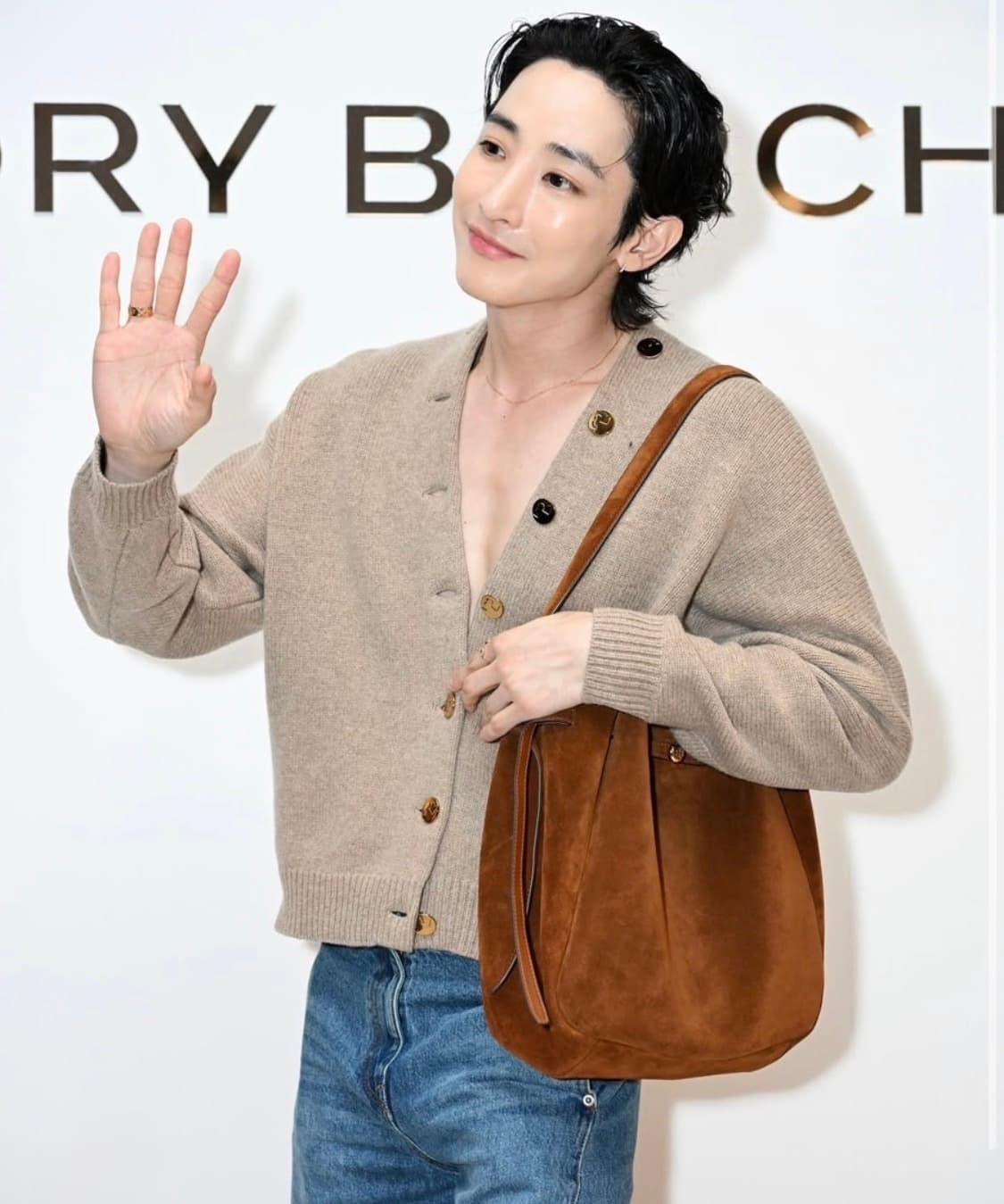 [L] 토리버치 이수혁 착용 메리노 울 가디건 오트밀 멜란지 상품이미지4