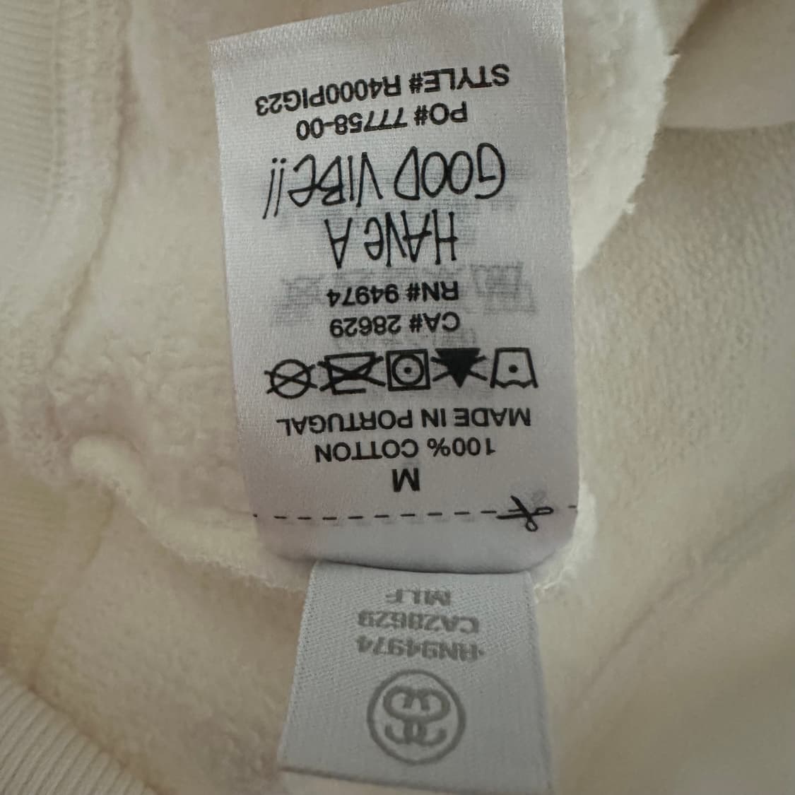 스투시 베이직 피그먼트 로고 후드 화이트 크림 내추럴 상품이미지6