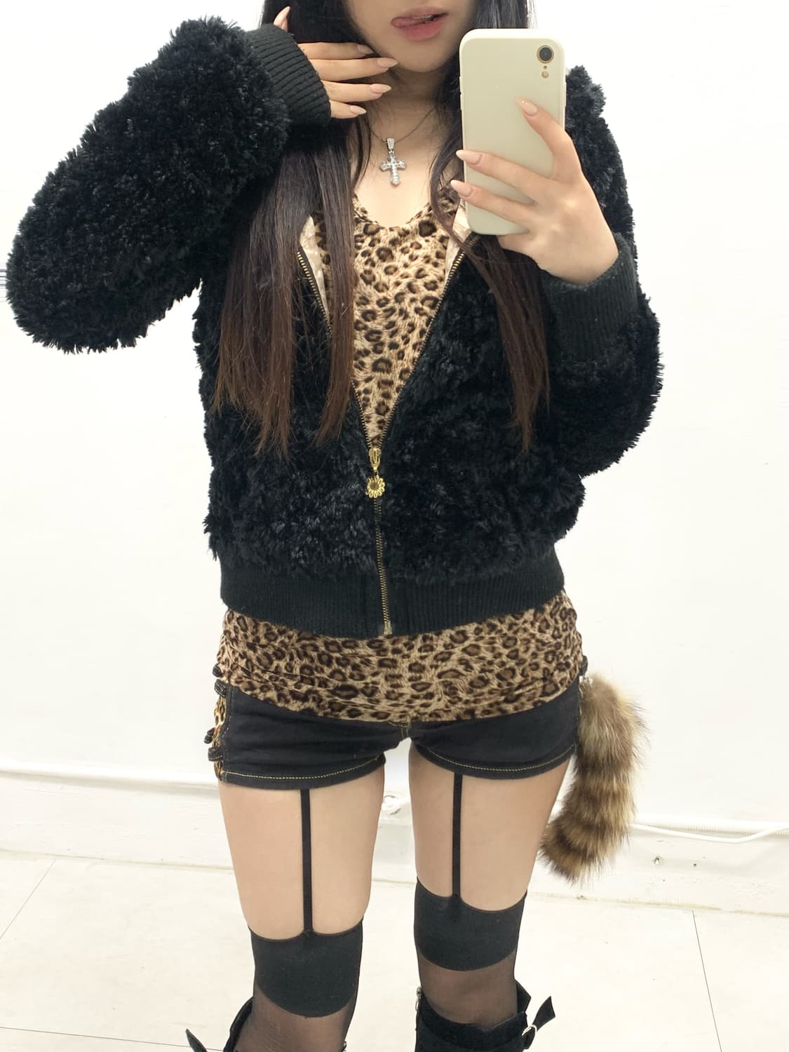 [SKINNY LIP] 갸루 플러피 퍼 후드집업 상품이미지4