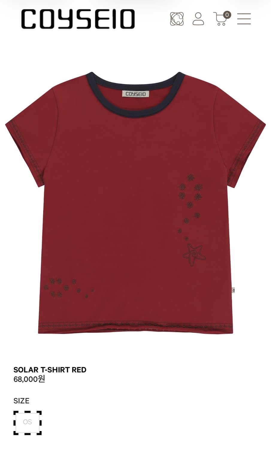 코이세이오 SOLAR T-SHIRT RED 상품이미지1