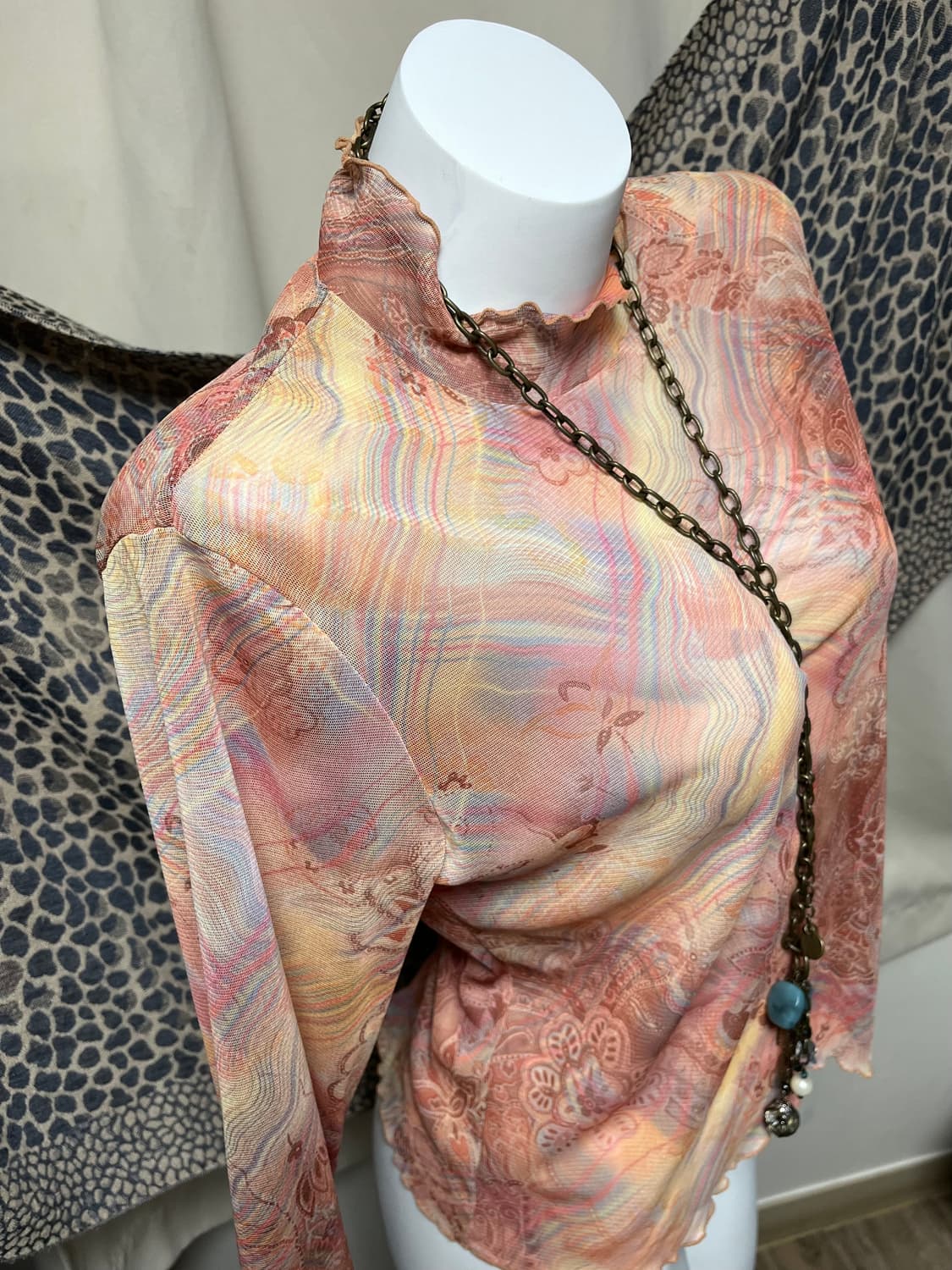 페이즐리 오리엔탈 멀티컬러 메쉬 탑 상품이미지6