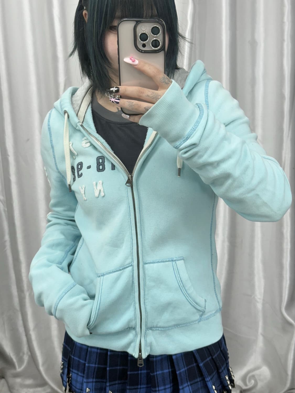 Abercrombie sky blue hood zip-up 상품이미지1