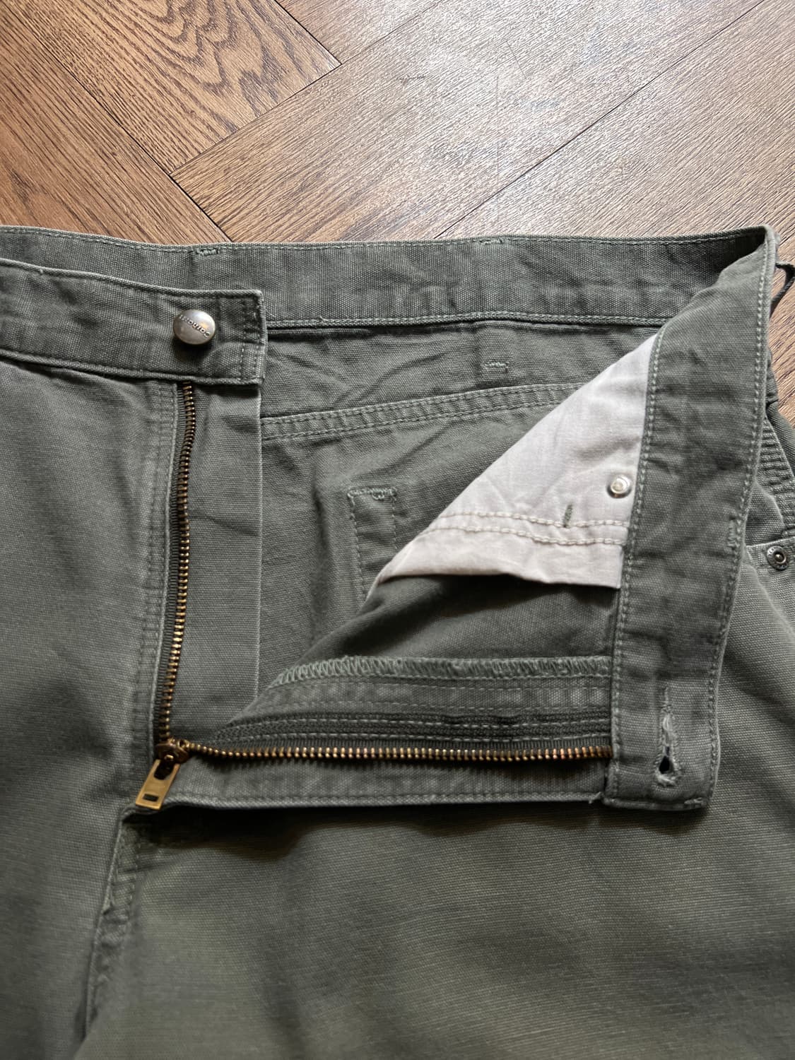 [36]칼하트 USA 더티워싱 모스그린 카펜터 워크 팬츠 M1 상품이미지3