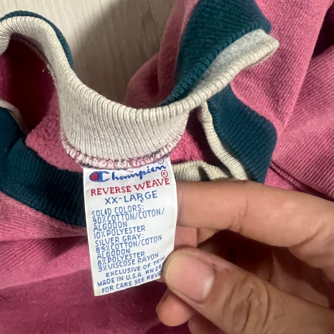 챔피온 리버스위브 핑크 네이비 투톤 맨투맨 2xl 상품이미지3