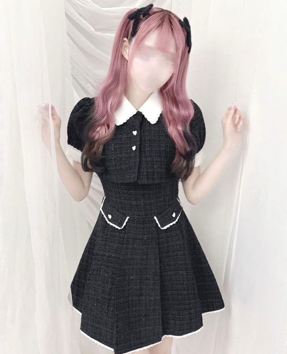 미셸마카롱 허니뮤 트위드 원피스 백리본 양지뢰 스나계 양산형 지뢰계 일브 상품이미지1