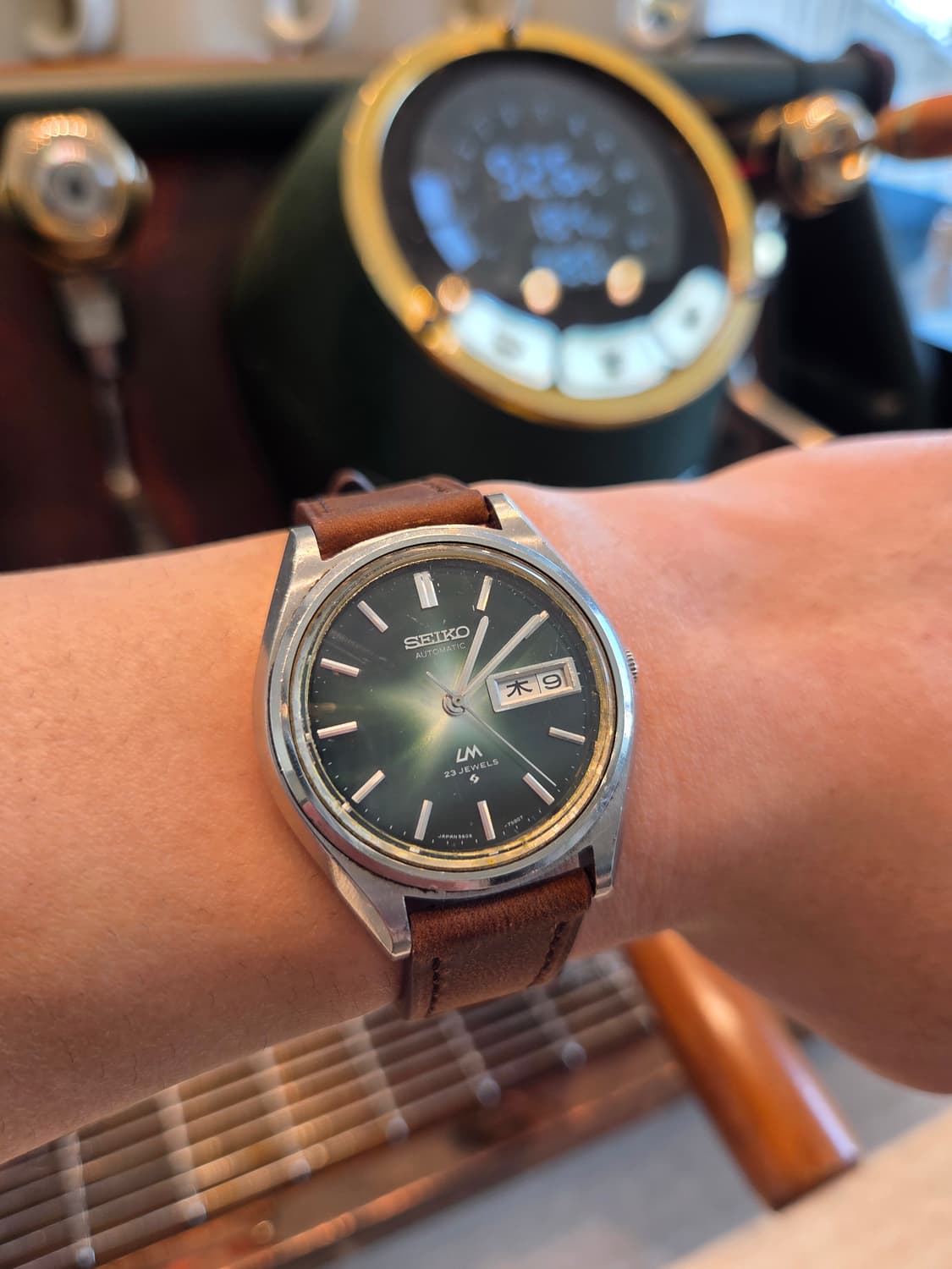 [희귀]세이코LM 로드매틱 5606-7071 녹판 + 신품 소가죽 스트랩 상품이미지1