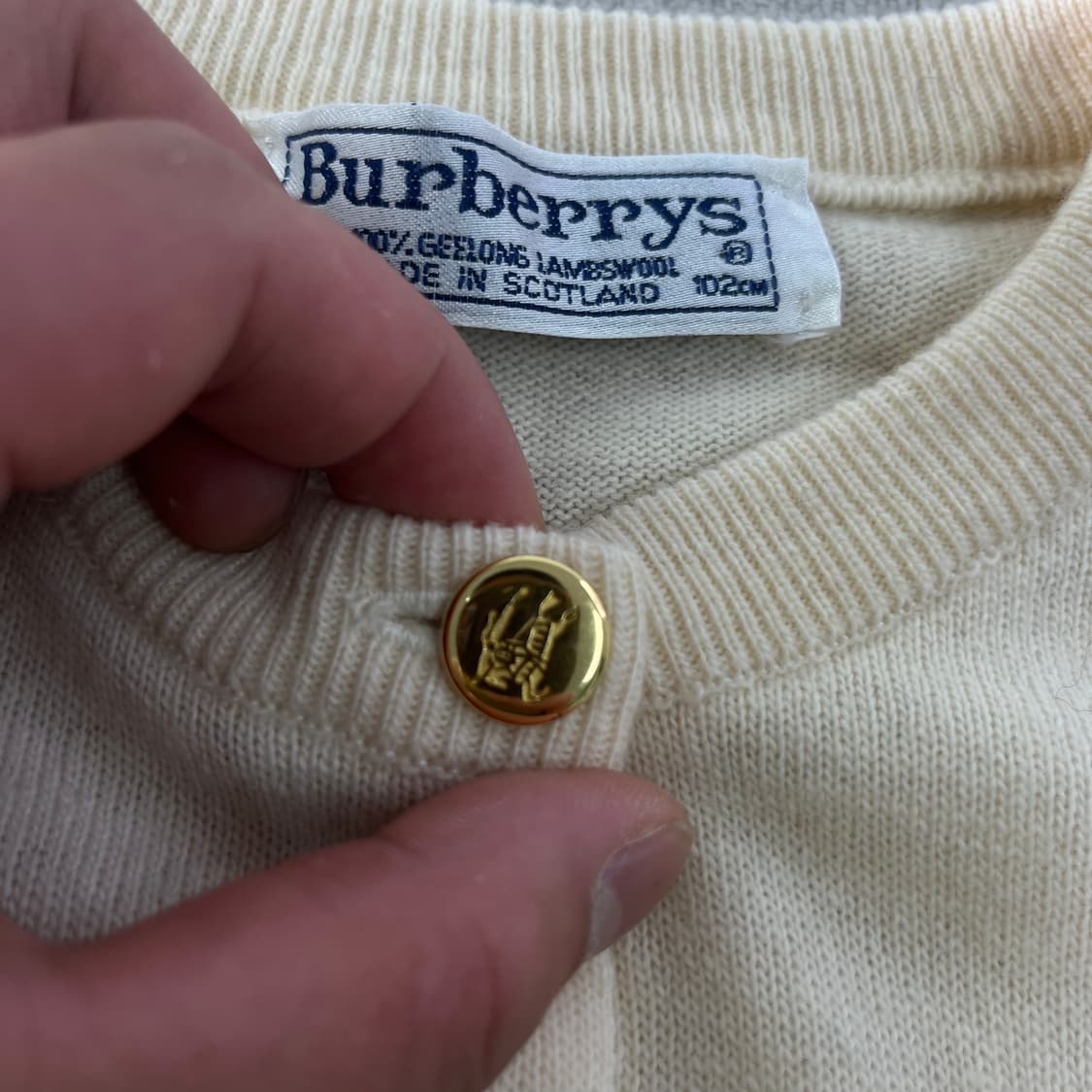 W100 버버리 90s 금장 백화점택 램스울 가디건 상품이미지3