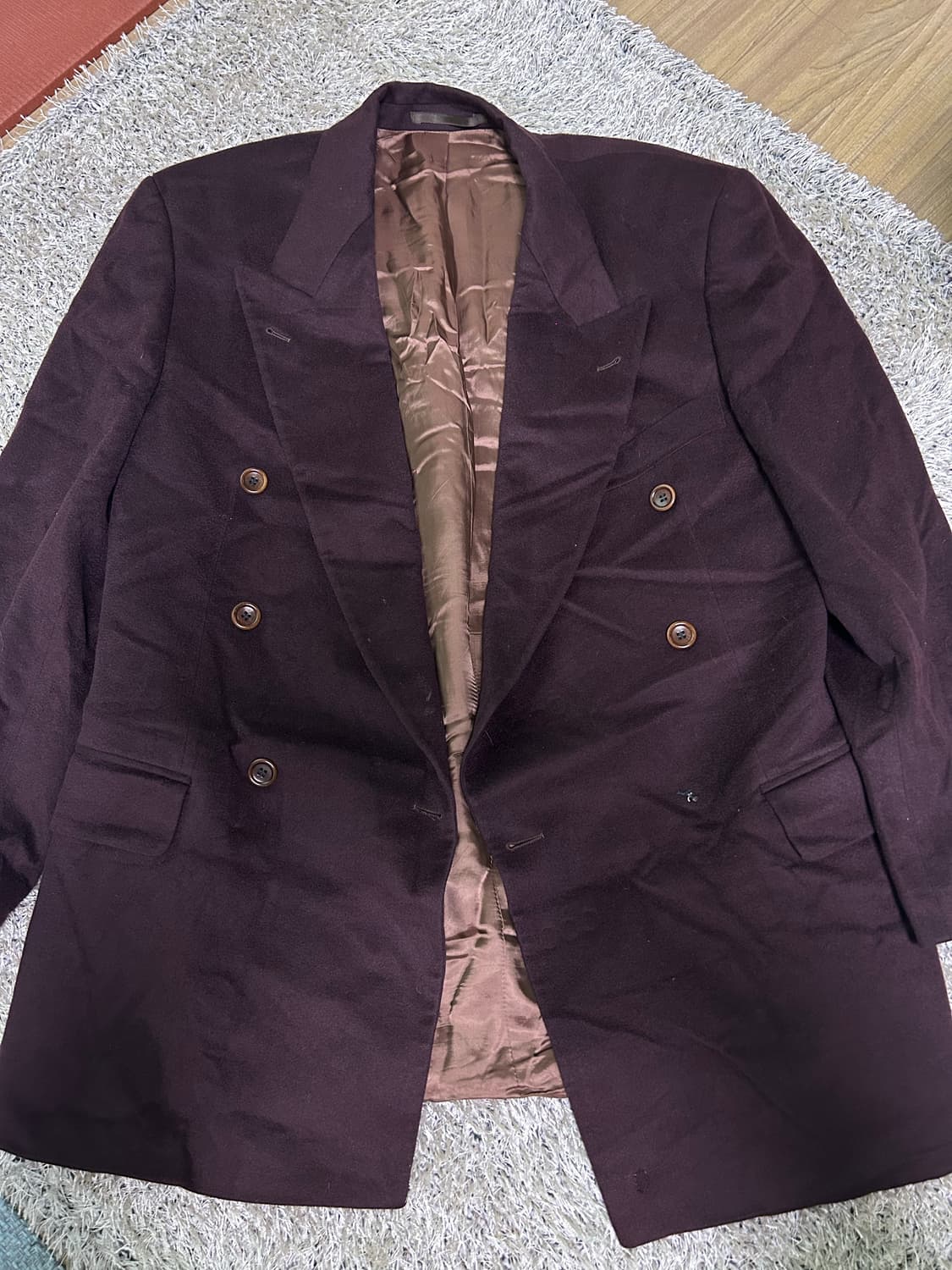 휴고보스 로로피아나원단 캐시혼방 버건디 더블 블레이저 105 상품이미지1