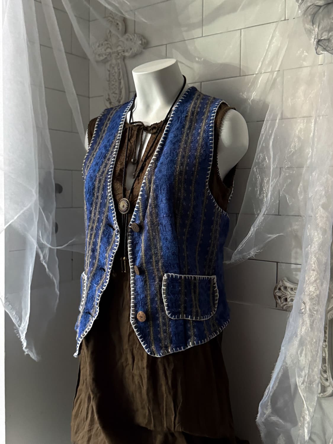 Oriental Patterned Button Vest 0385 상품이미지1