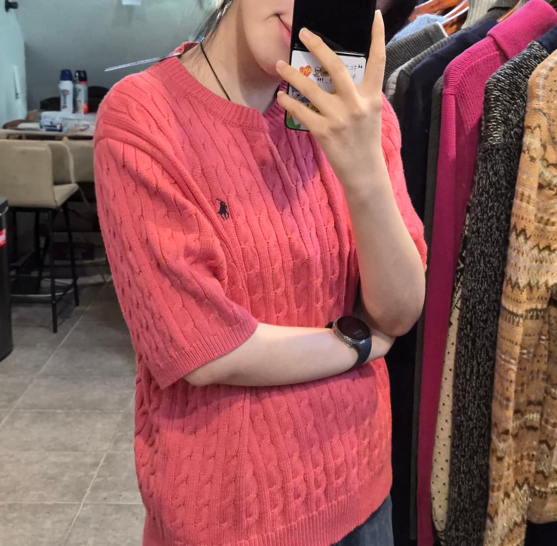 [NO.9] 폴로 랄프 로렌 핫핑크 반팔 꽈배기 니트 상품이미지3