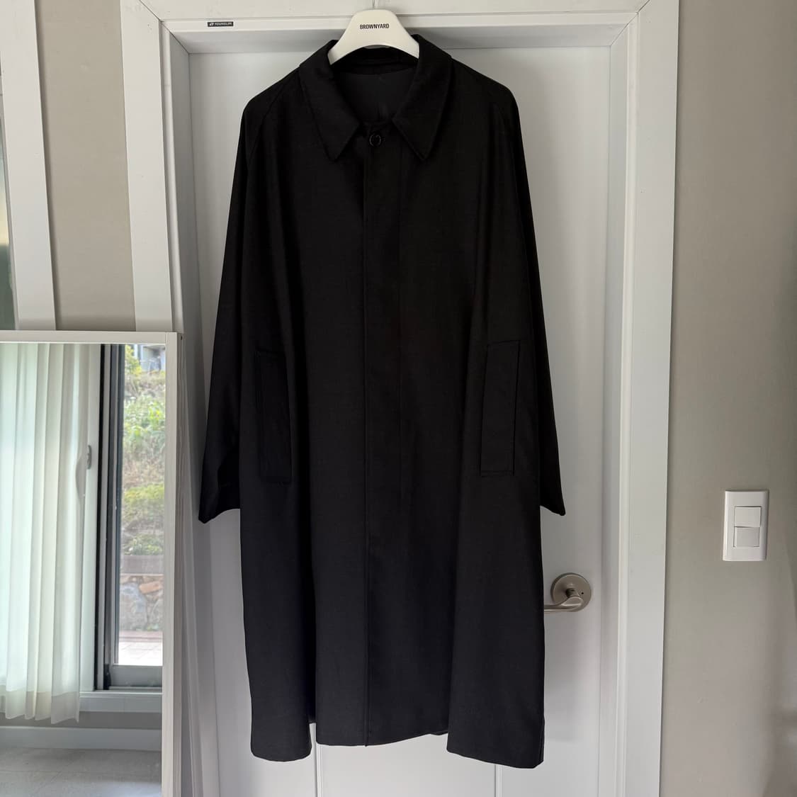 브라운야드 울 발마칸 코트 차콜  상품이미지1