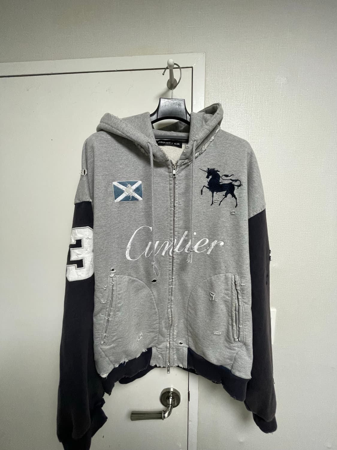 (3사이즈)프로젝트 G/R 컨티어 집 후드 멜란지 그레이 상품이미지2